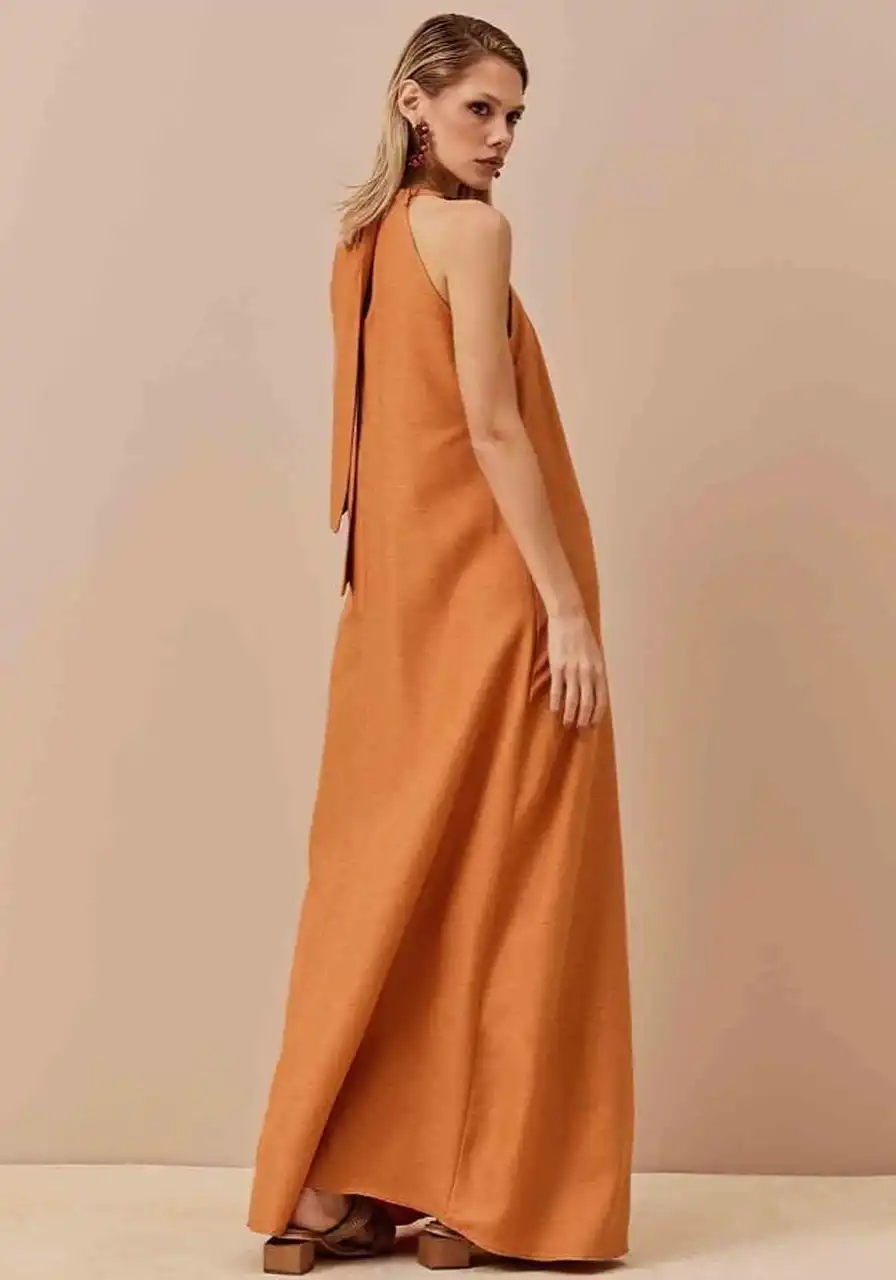 Vestido Longo Corrente Pescoço CaCay Ref 13741