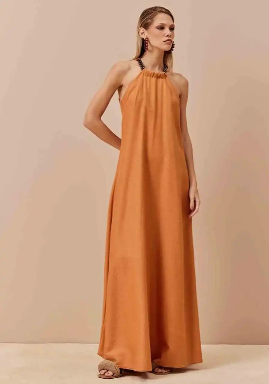 Vestido Longo Corrente Pescoço CaCay Ref 13741