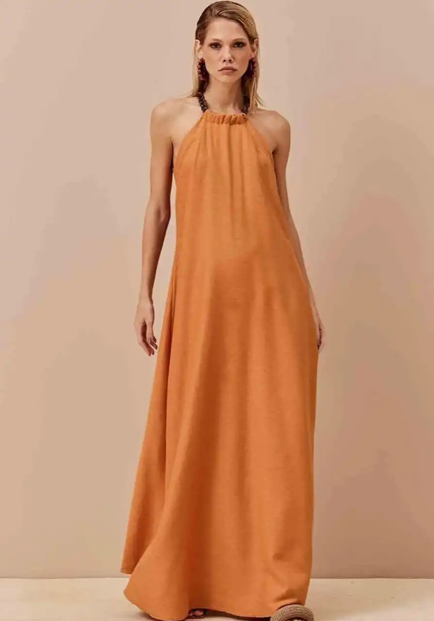 Vestido Longo Corrente Pescoço CaCay Ref 13741