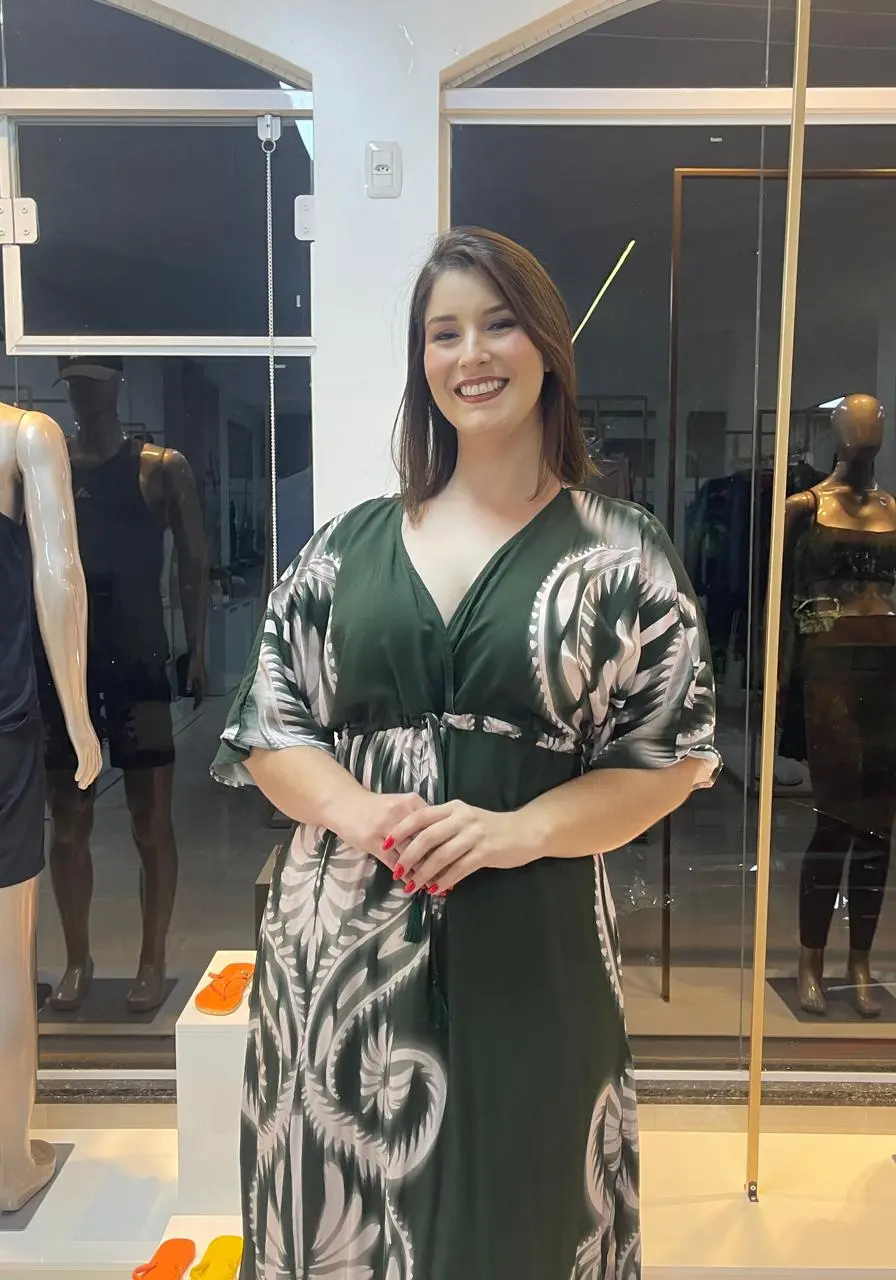 Vestido midi Mônica estampado CaCay Ref 13257