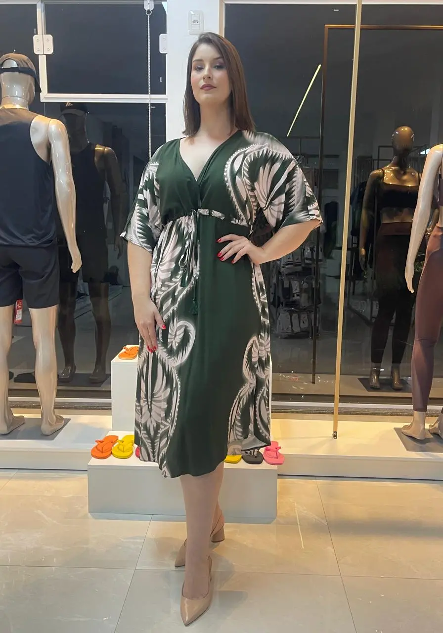 Vestido midi Mônica estampado CaCay Ref 13257