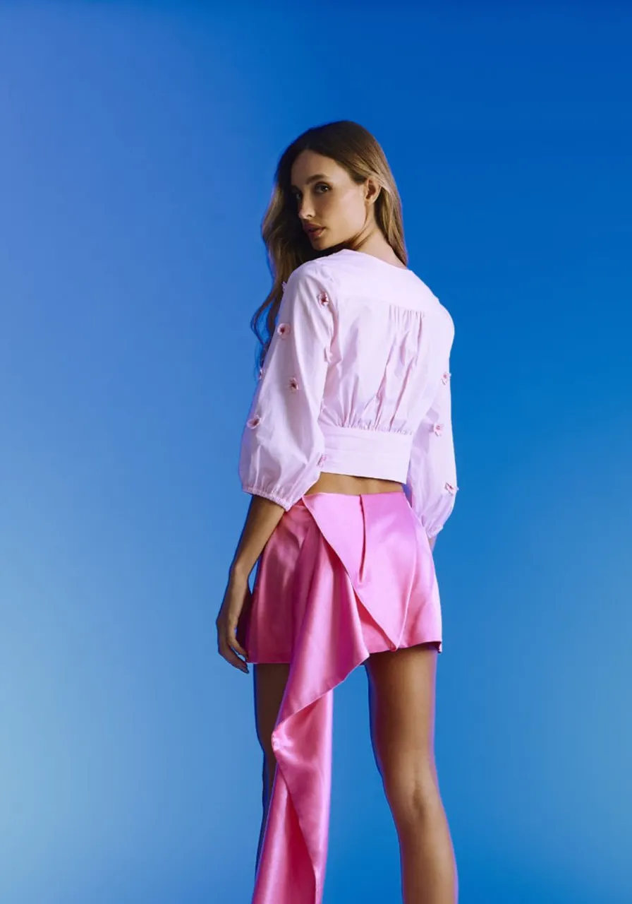 Blusa Transpassada com Aplique Carlota Costa