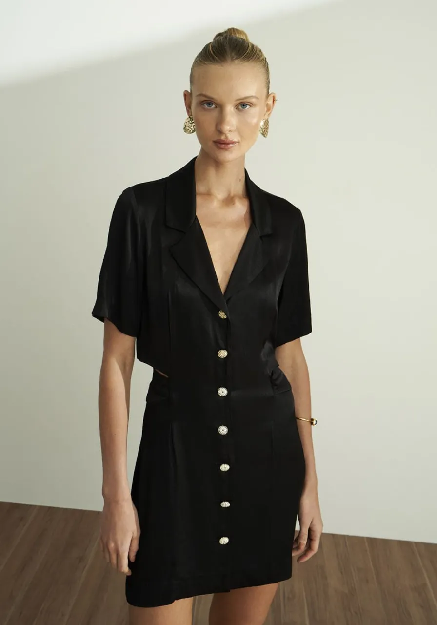 Vestido Carlota Costa Curto Com Gola Preto 