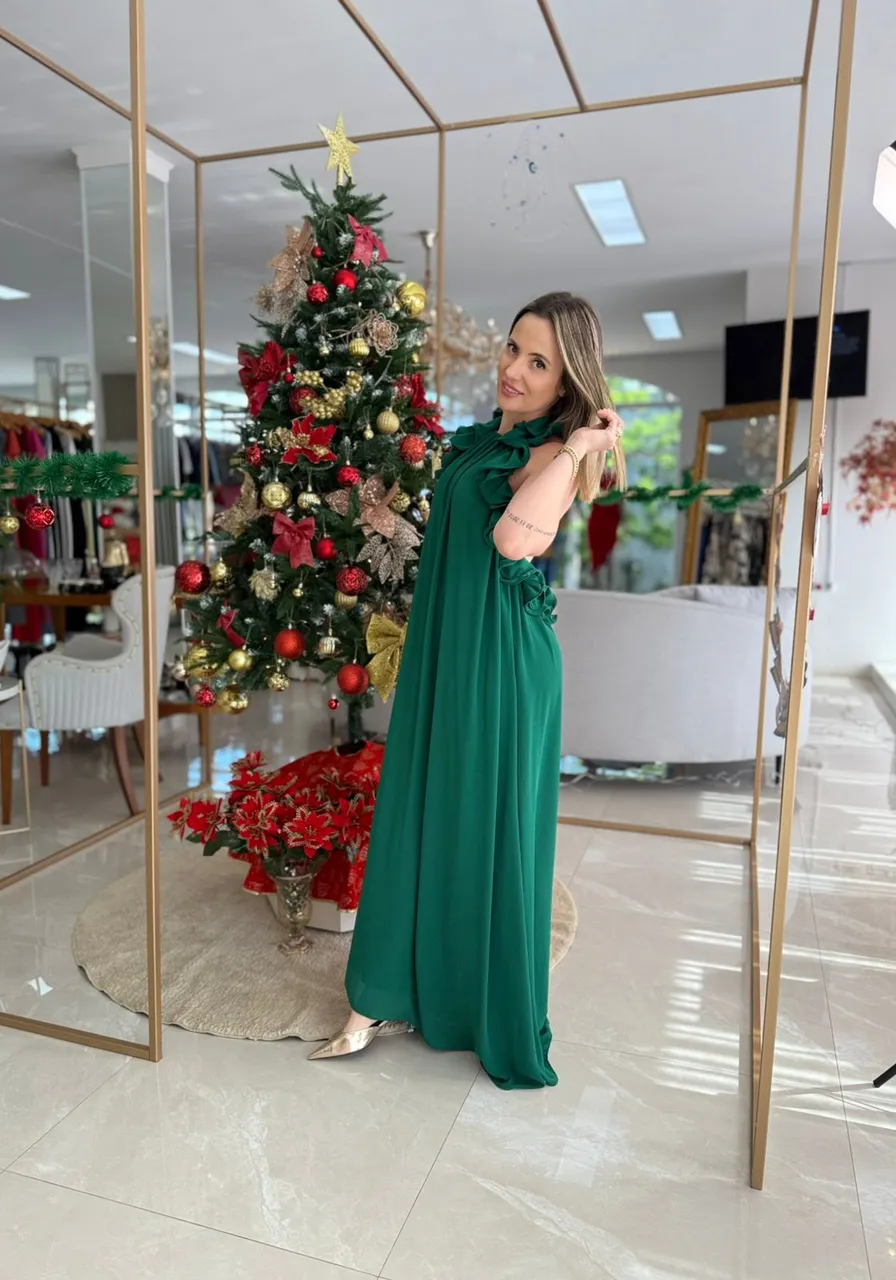 Vestido Midi Fluido Com Babados Carlota Costa Ref 16361