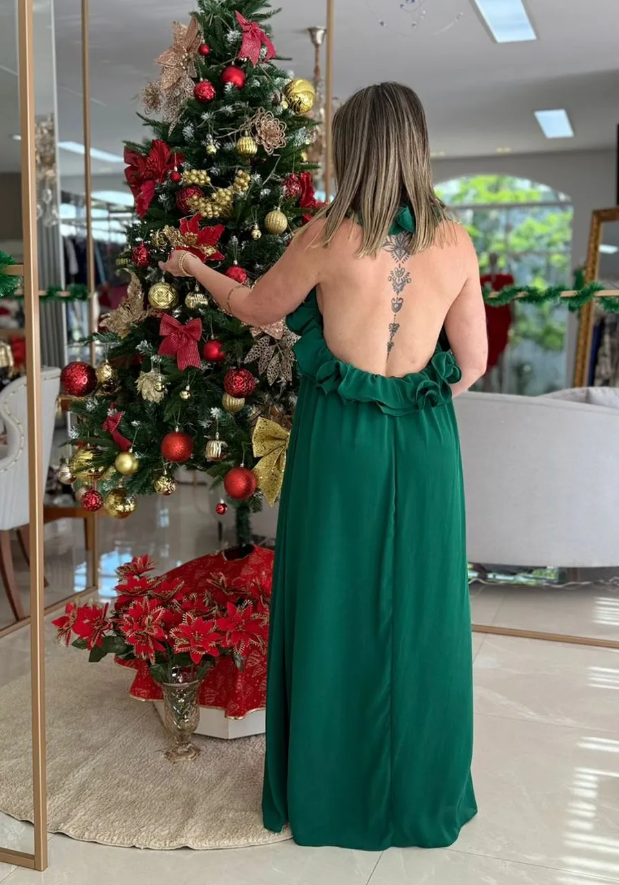 Vestido Midi Fluido Com Babados Carlota Costa Ref 16361