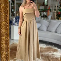 Vestido Tricoline Alça Trançada Marrom Carlota Costa Ref 15902 - imagem 2