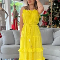 Vestido Babados Carlota Costa Amarelo Ref 13091 - imagem 2
