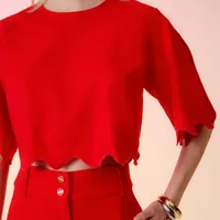 Blusa Cropped Barra Assimétrica - imagem 1