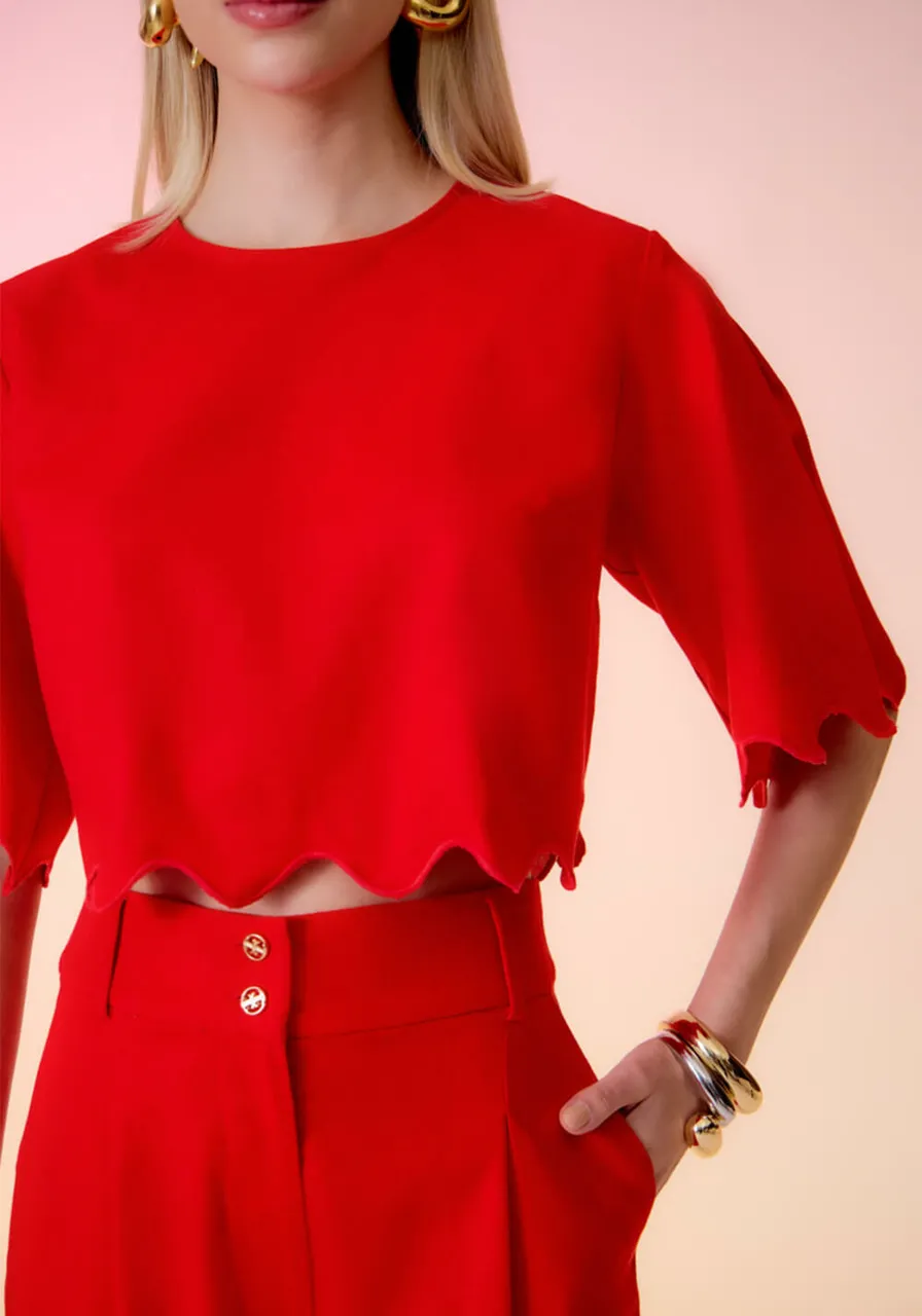 Blusa Cropped Barra Assimétrica