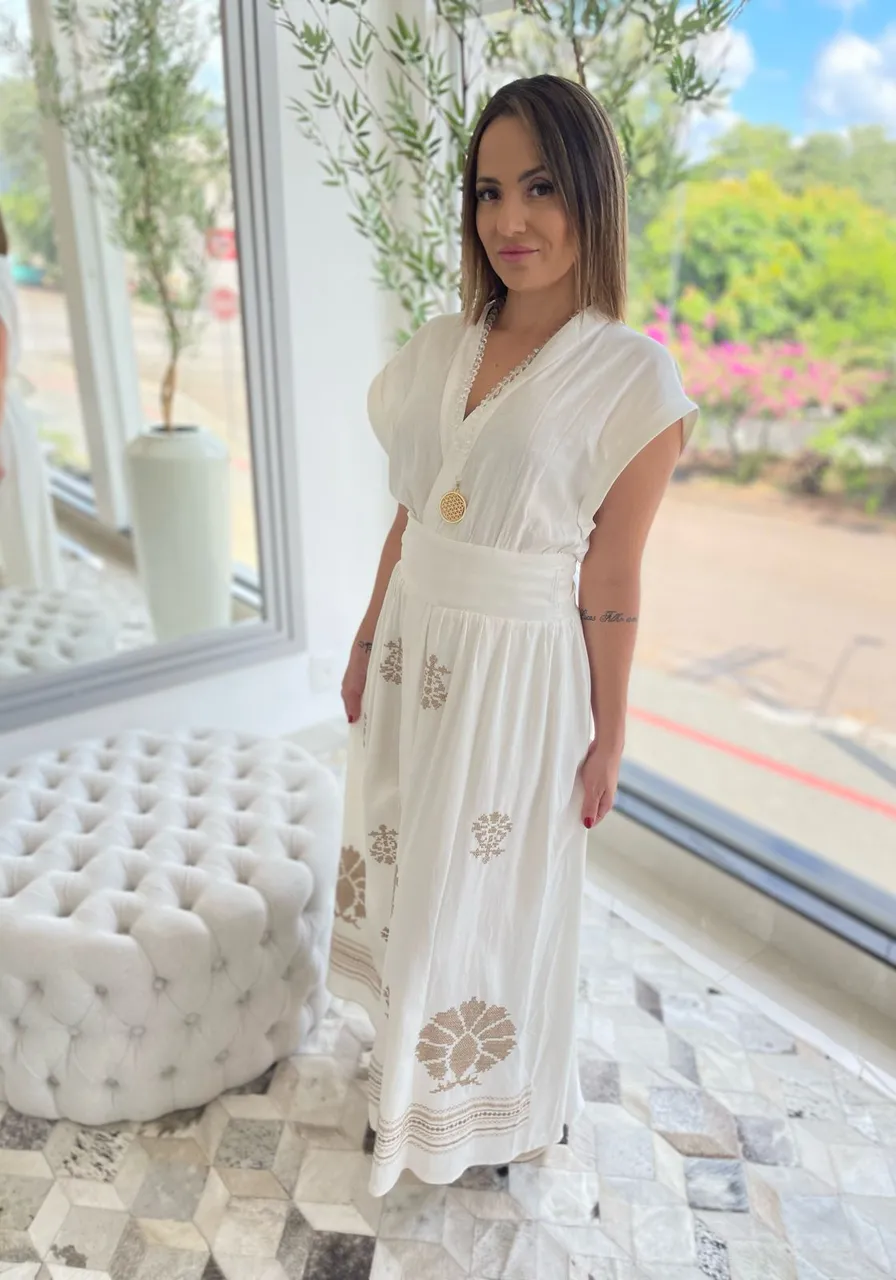 Vestido Carlota Costa Bordado