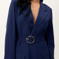 Blazer Alongado Linho Com Cinto - imagem 1