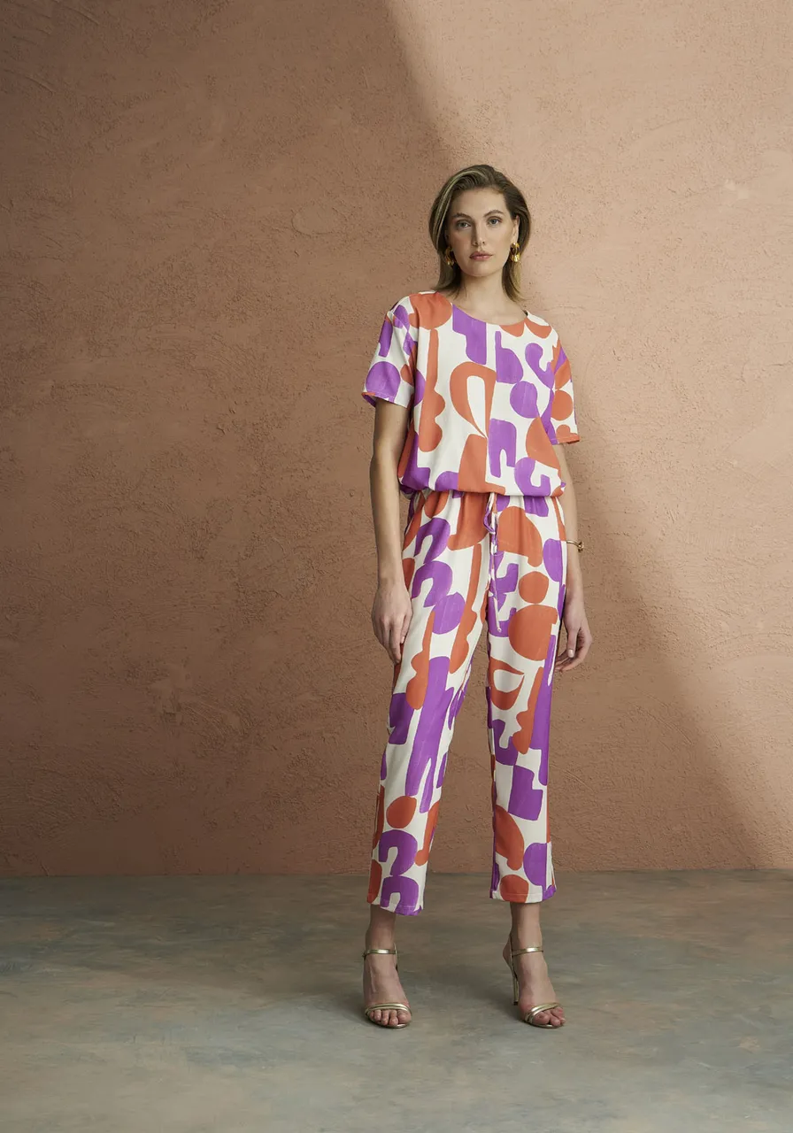 Blusa Carlota Costa Com Amarração Estampada