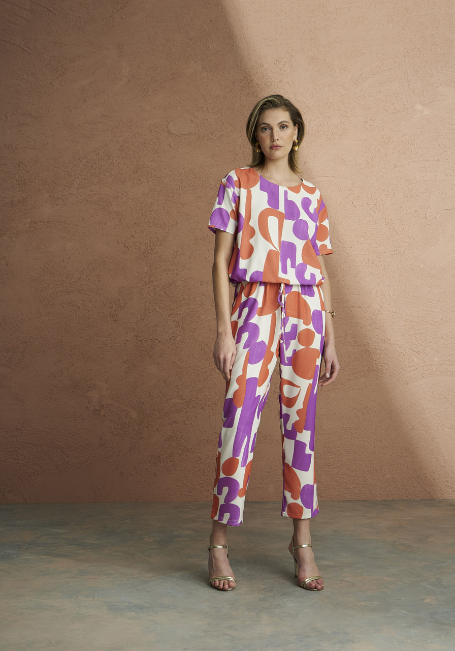 Blusa Carlota Costa Com Amarração Estampada