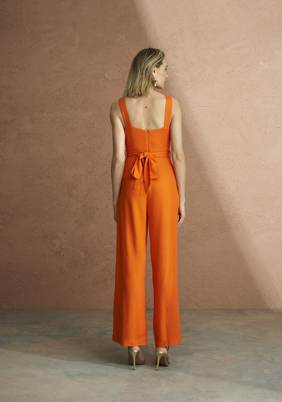 Macacão Longo Barra Transpassada Laranja