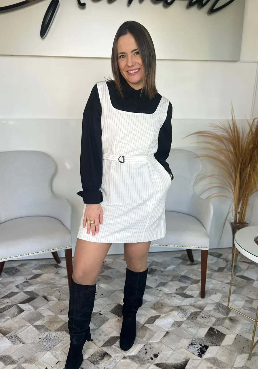 Vestido Carlota Costa Curto Listras