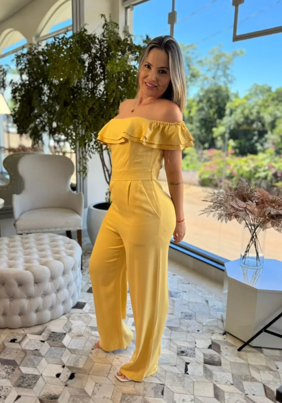 Macacão sem Alças com Amarração Amarelo Carlota Costa 