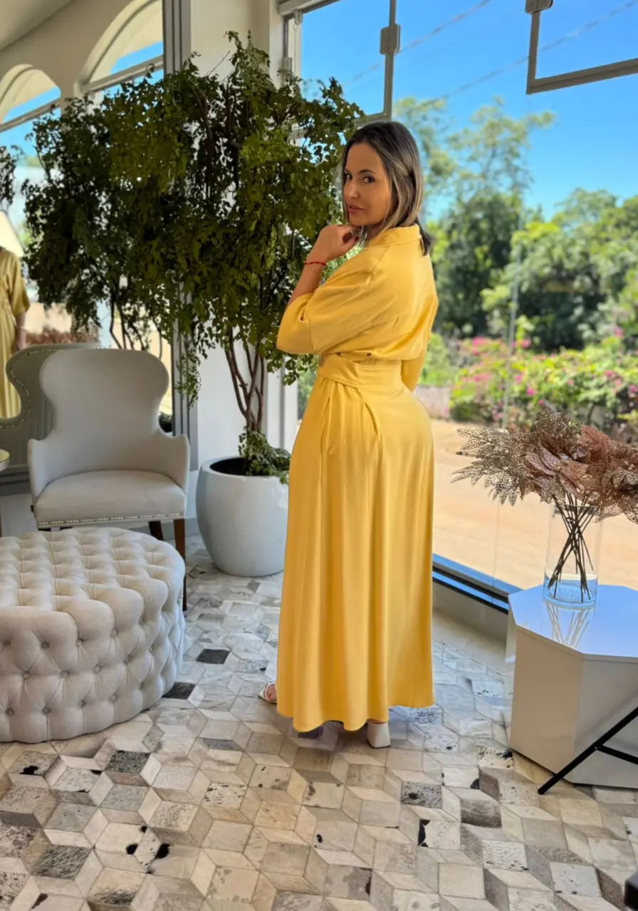 Vestido Midi com Botoes Carlota Costa 