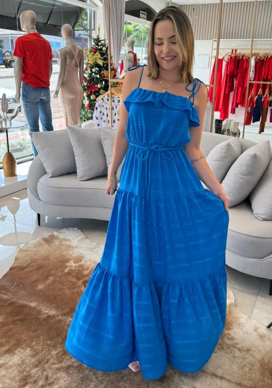 Vestido Longo com Marias e Babados Carlota Costa 