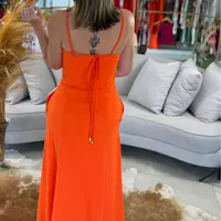 Vestido Midi com Amarrações Alças Finas Carlota Costa  - imagem 2
