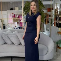 Vestido De Malha Azul Escuro Carlota Costa Ref 16018 - imagem 2