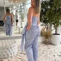 Coordenado Top e Calça Carlota Costa Listrado Azul Ref 16354 - imagem 2