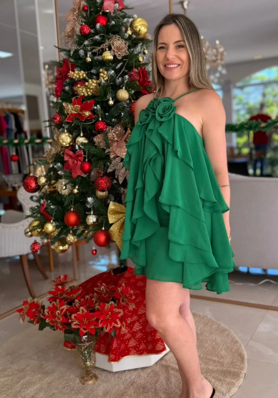 Vestido Curto Babados Carlota Costa Ref 16175