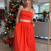 Coordenado Top E Saia Carlota Costa Vermelho Ref 11889 - imagem 2