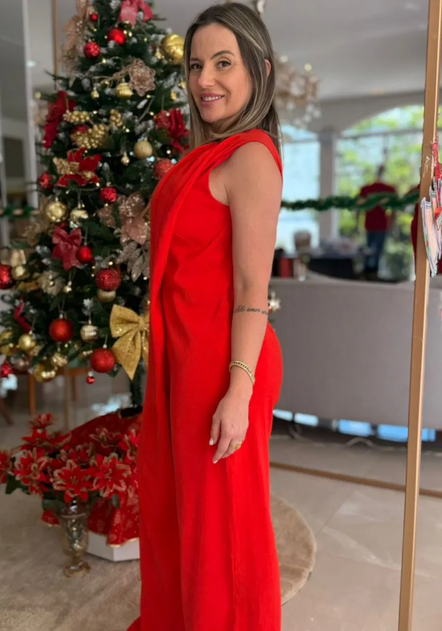 Macacão Longo Transpasse Carlota Costa Ref 14526 