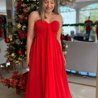 Vestido Fluido Vermelho Detalhe Frontal Carlota Costa Ref 16174 - imagem 2