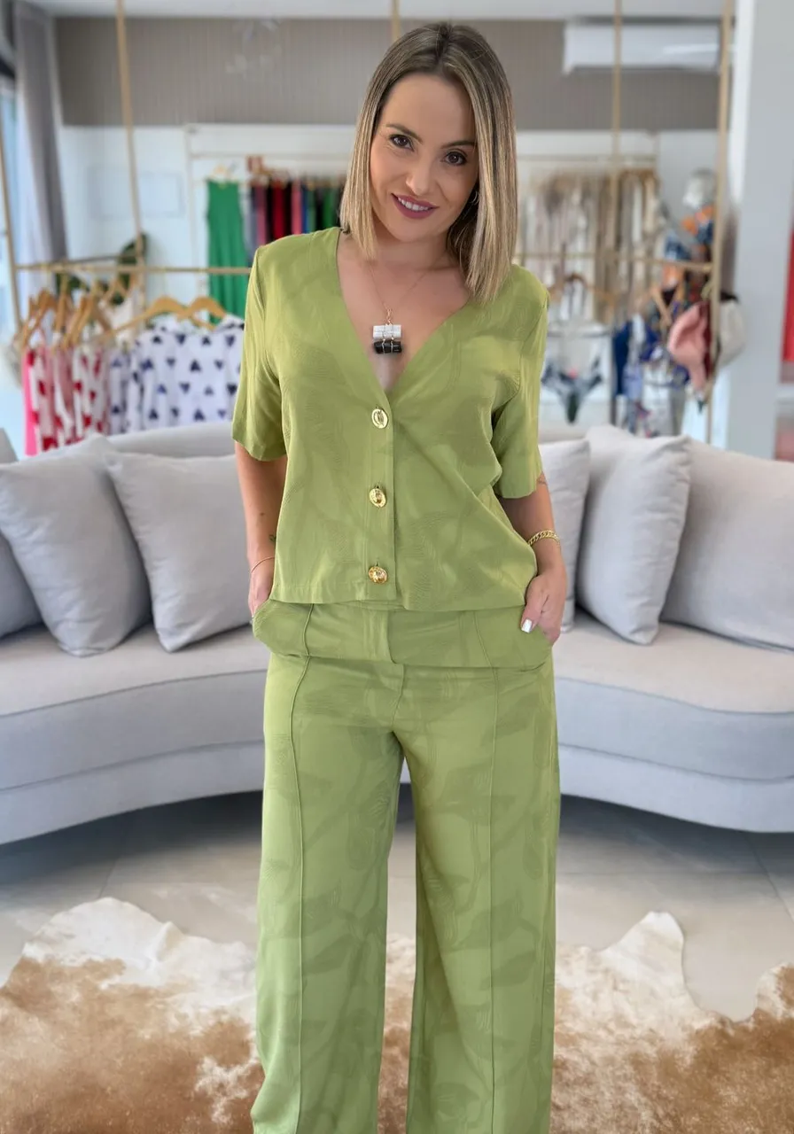 Conjunto Calça E Camisa Botões