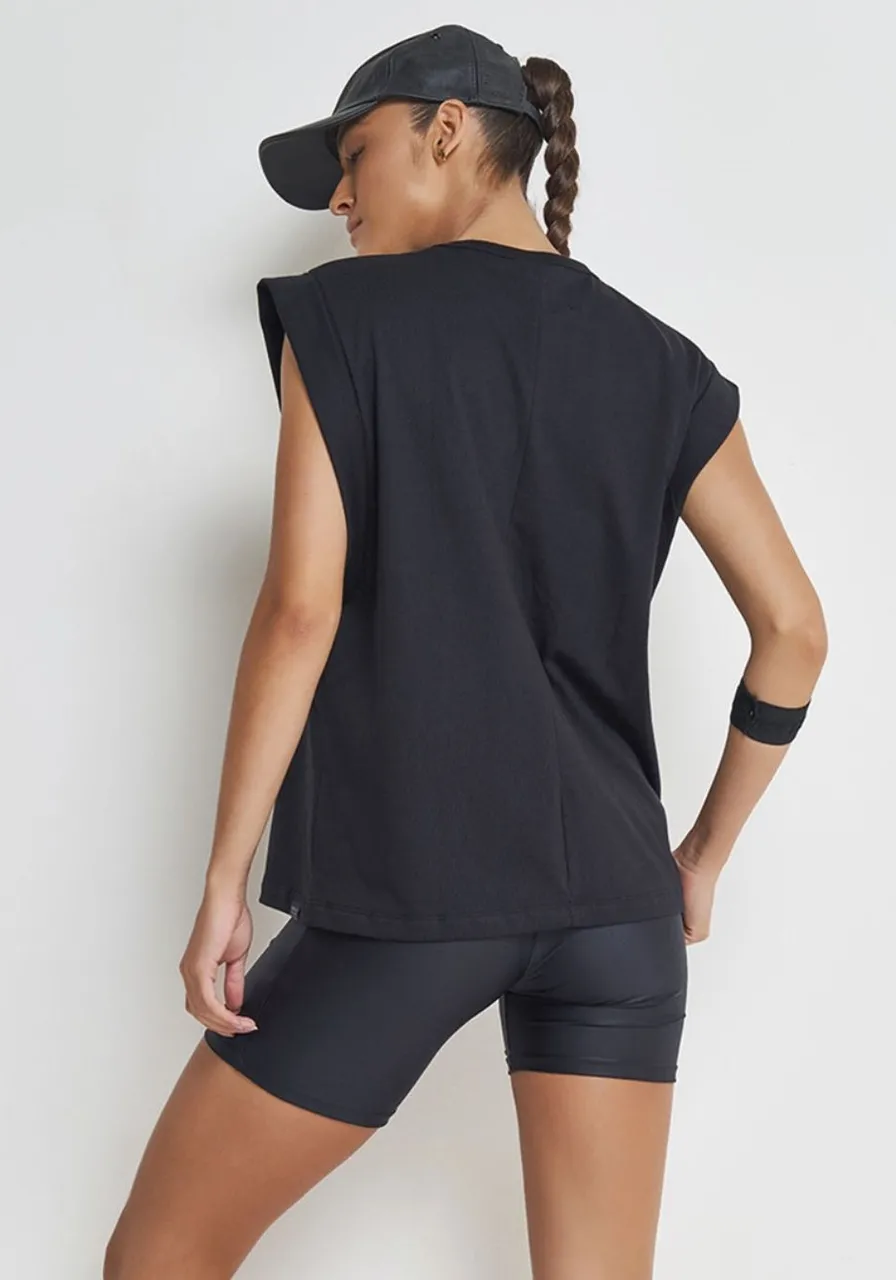 Camiseta Muscle Com Aplicação Preto