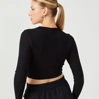 Blusa Cropped Canelada Preto Colcci - imagem 1