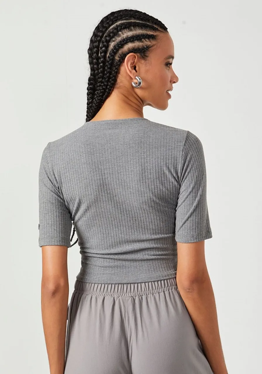 Blusa Canelada com Transpasse Colcci