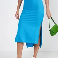 Saia Midi Canelada Com Fenda Sport - imagem 2