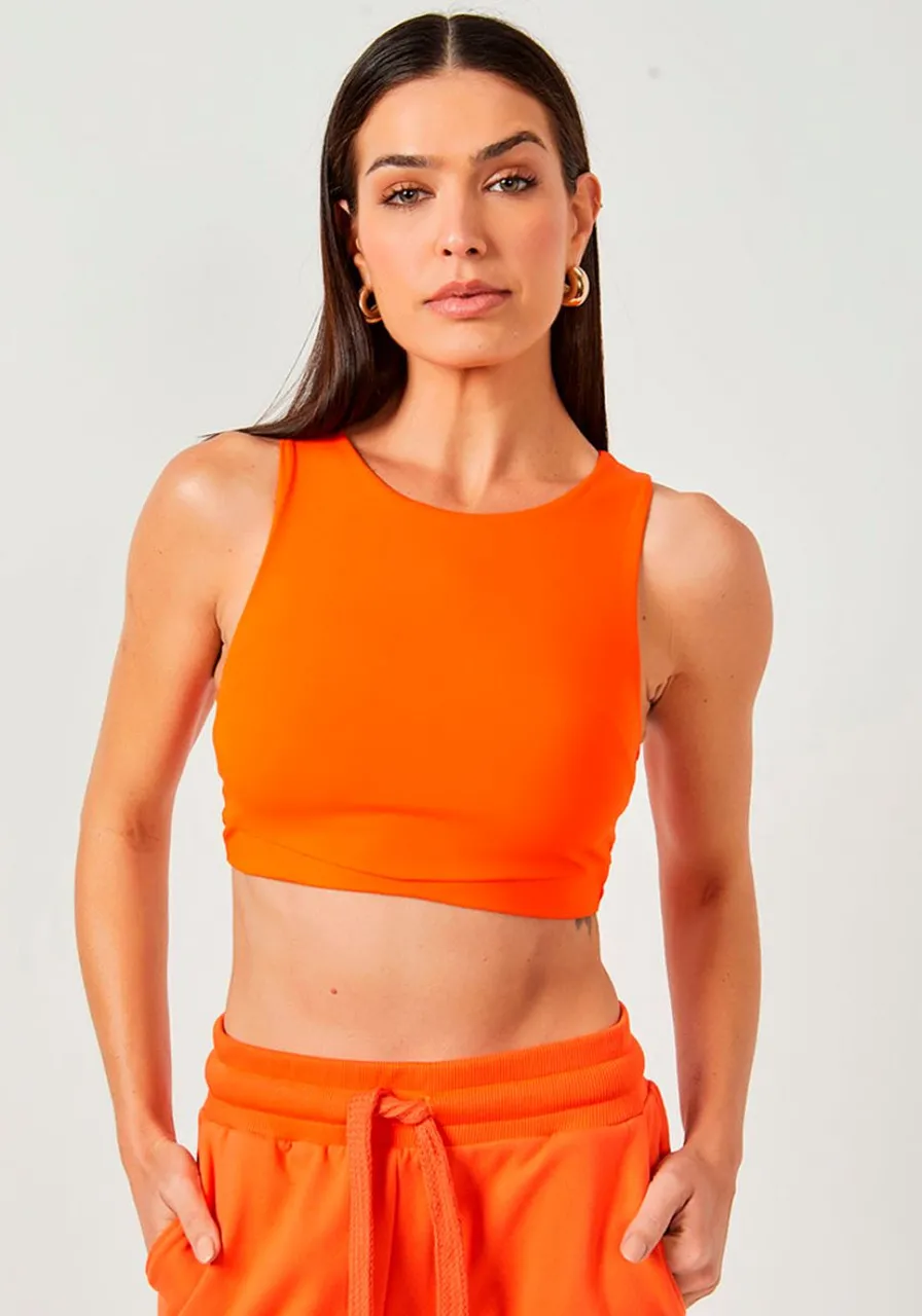 Blusa Cropped Fitness Laranja Colcci
