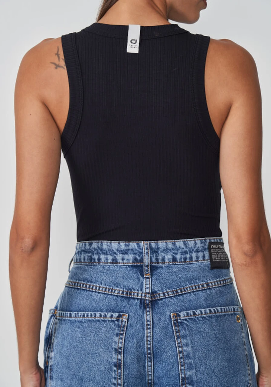 Regata Canelada Slim Colcci Preto