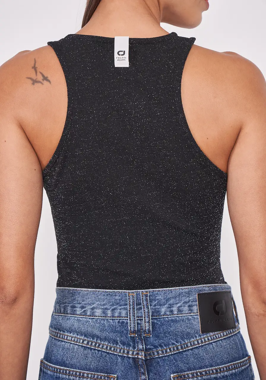 Regata Metalizada Preto Colcci