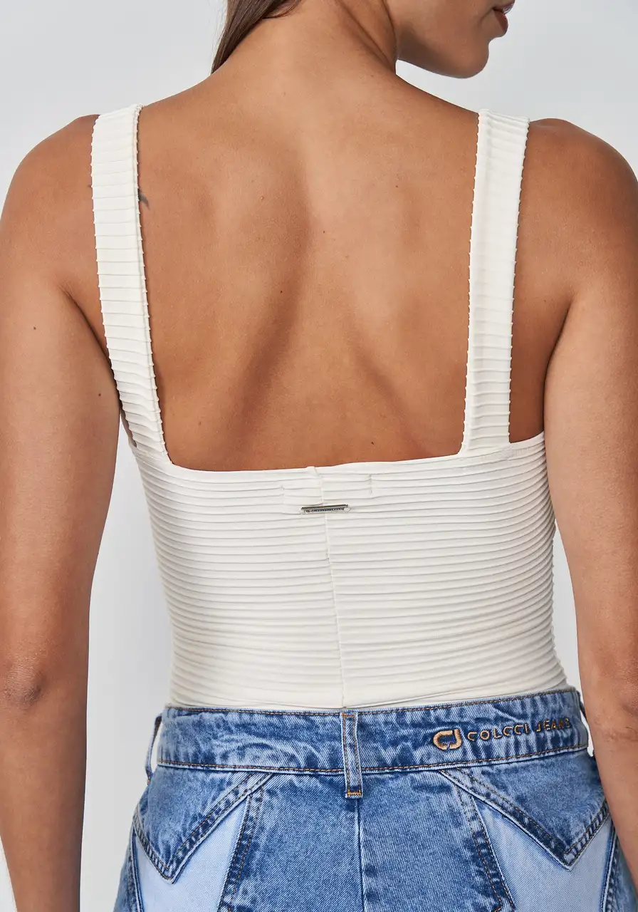 Blusa Decote Quadrado Canelada Slim