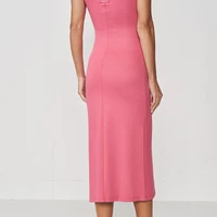 Vestido Decote Quadrado Com Fenda - imagem 1