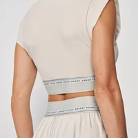 Blusa Cropped Manga Cavada Elástico Personalizado - imagem 1