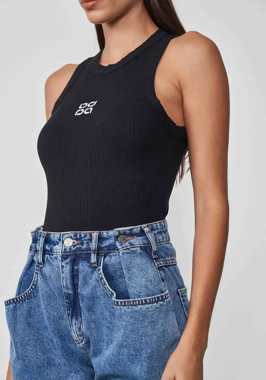 Regata Canelada Slim Colcci Preto