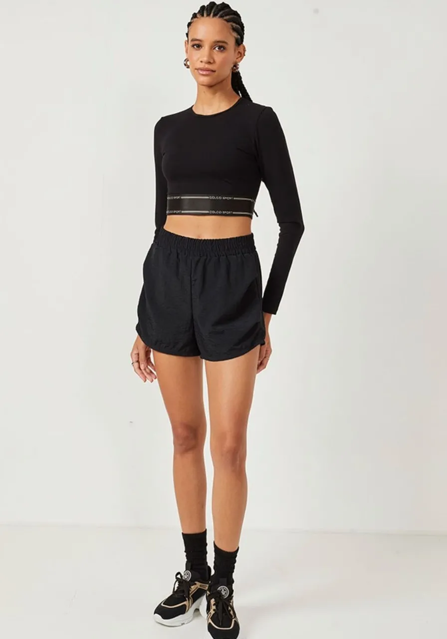 Blusa Cropped Mangas Longas Preto Colcci