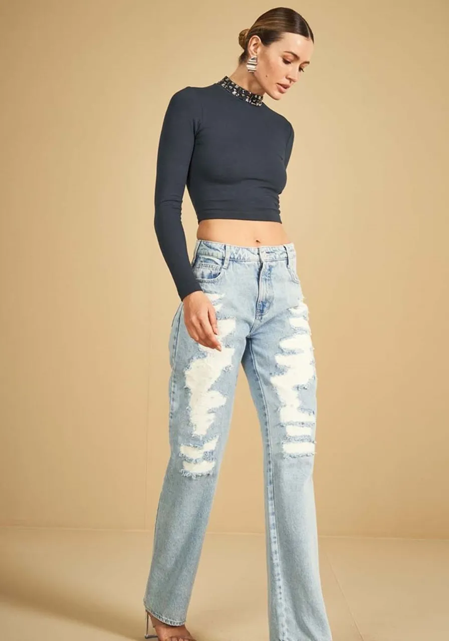 Blusa Slim Com Aplicação