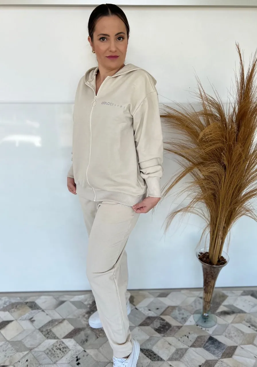 Jaqueta Moletom Bege Colcci