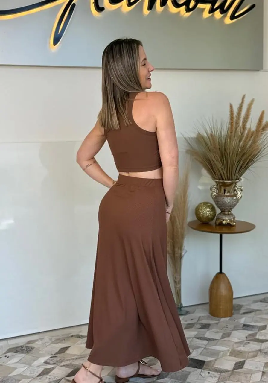 Blusa Canelada Marrom Carvalho Colcci Ref 16526