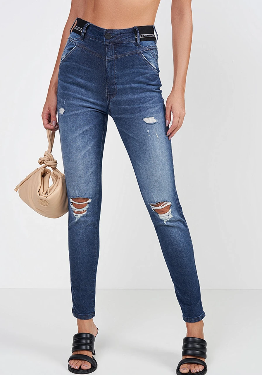 Calça Jeans Skinny Sport Destroyed