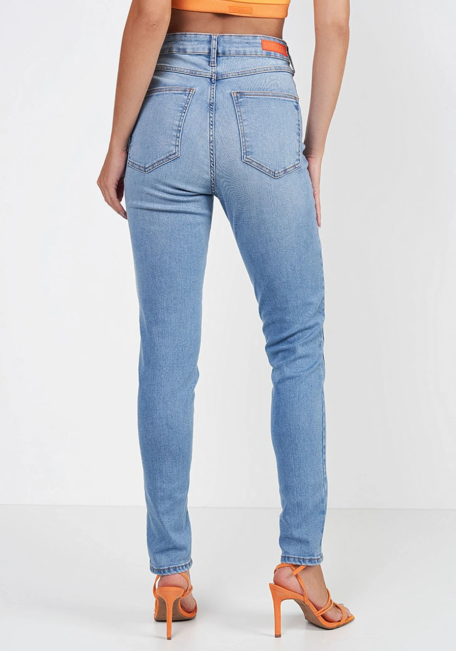 Calça Jeans Skinny Zíper Laranja Colcci