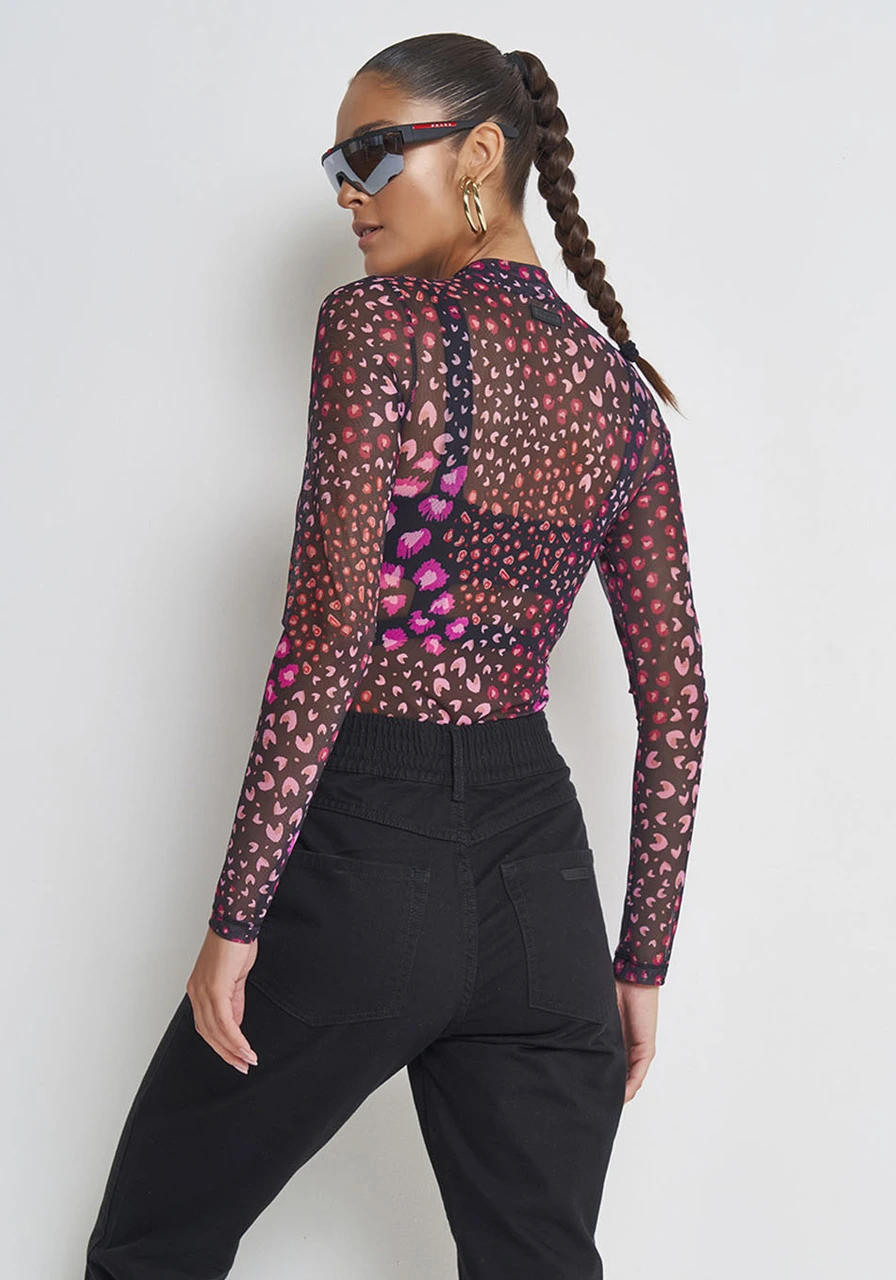 Blusa Tule Gola Alta Estampado Colcci