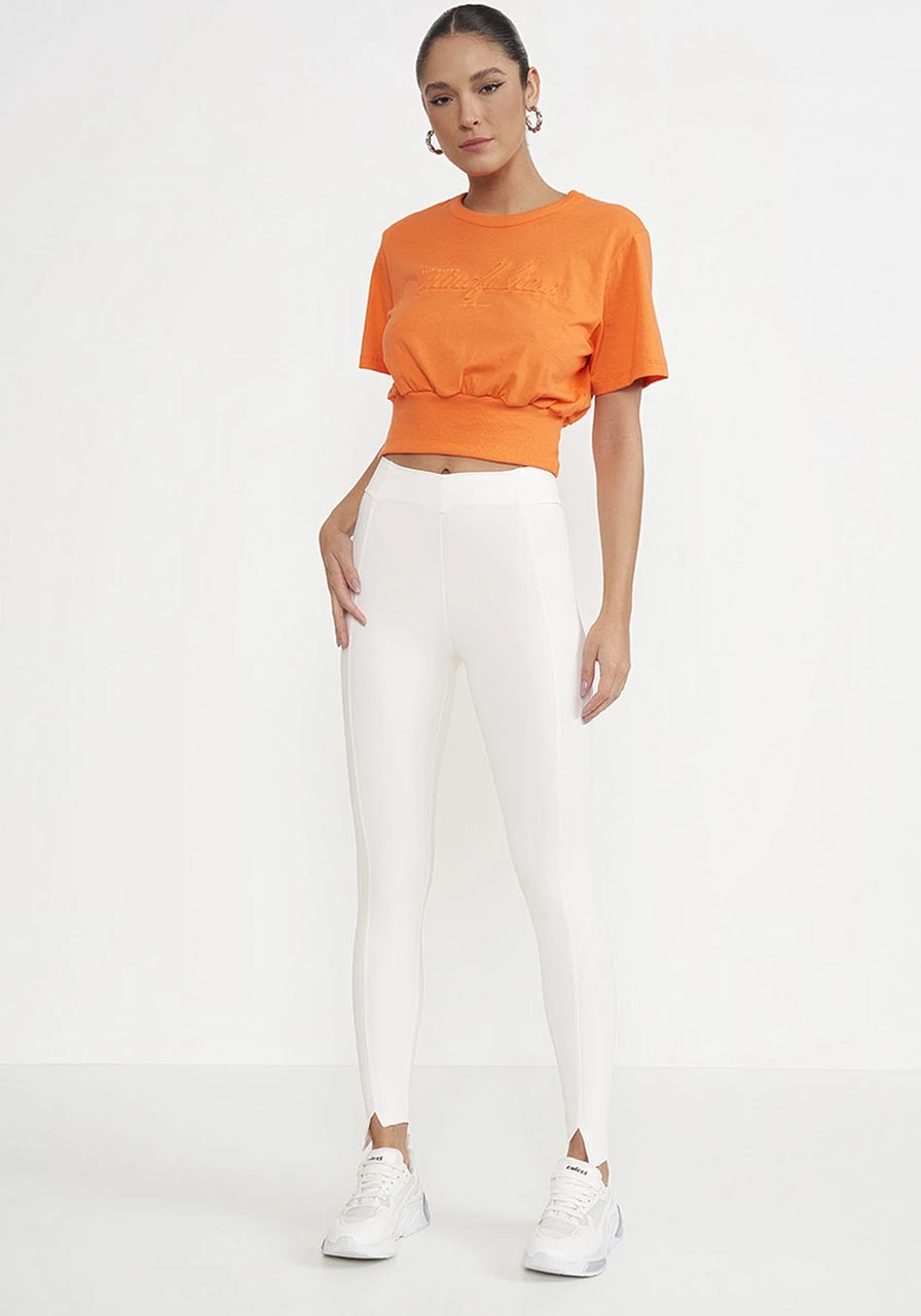 Camiseta Cropped Laranja Colcci
