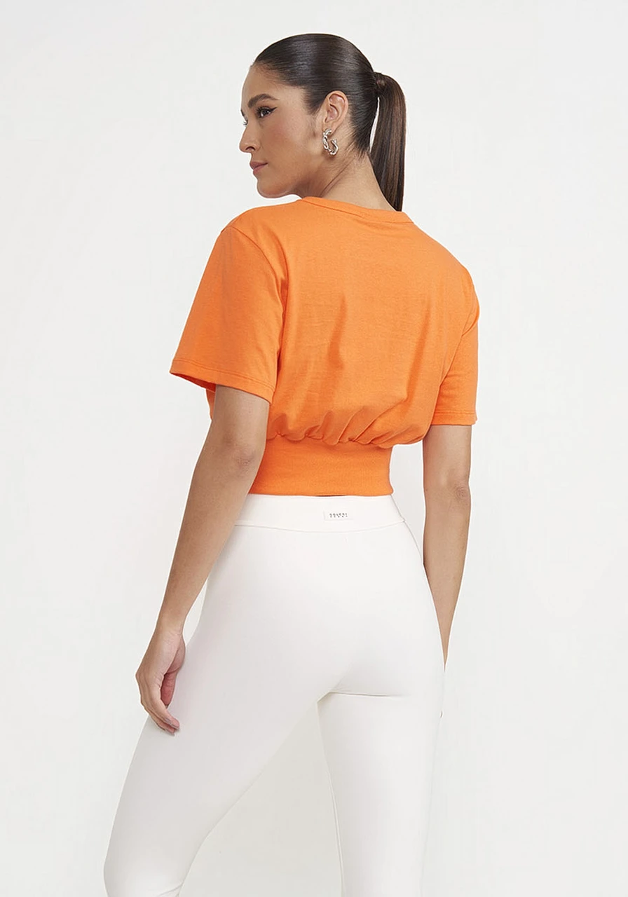 Camiseta Cropped Laranja Colcci